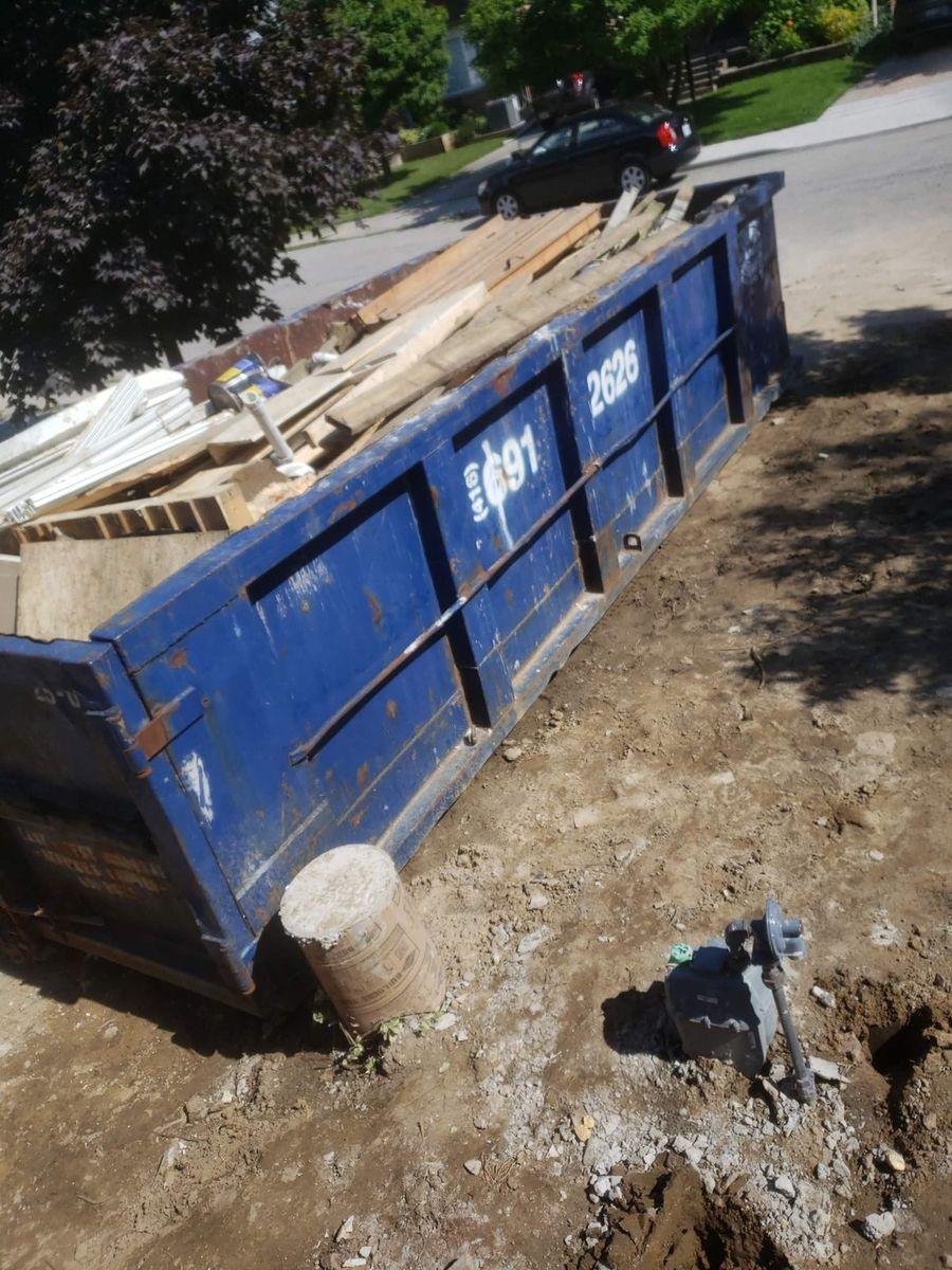Loaded bin at a work site