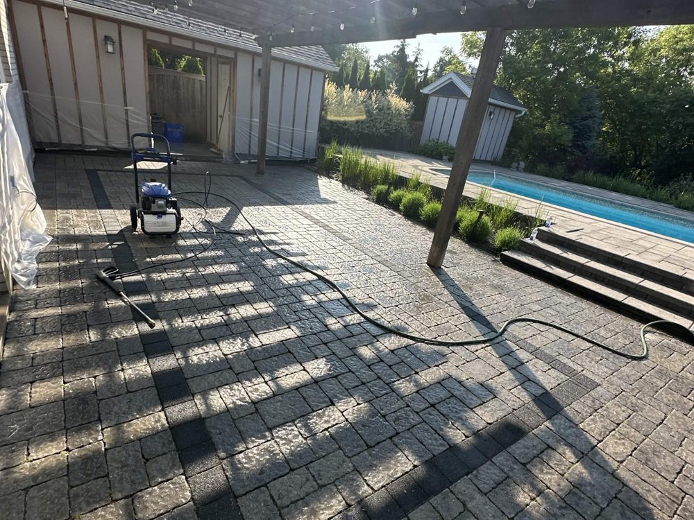 Interlock paver patio installation